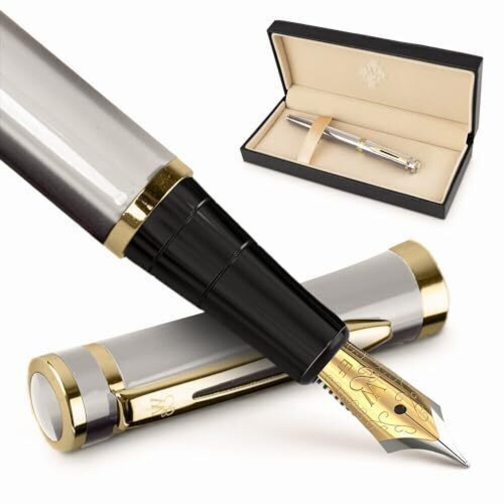 2151 Fountain Pen Set, 18K Gilded Extra Fine Nib, Includes 24 Pack Ink
